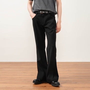 MOITIEDEPETALE Essential Layered Flared Trousers-Pants-XS-Black-Free Shipping Leatheretro