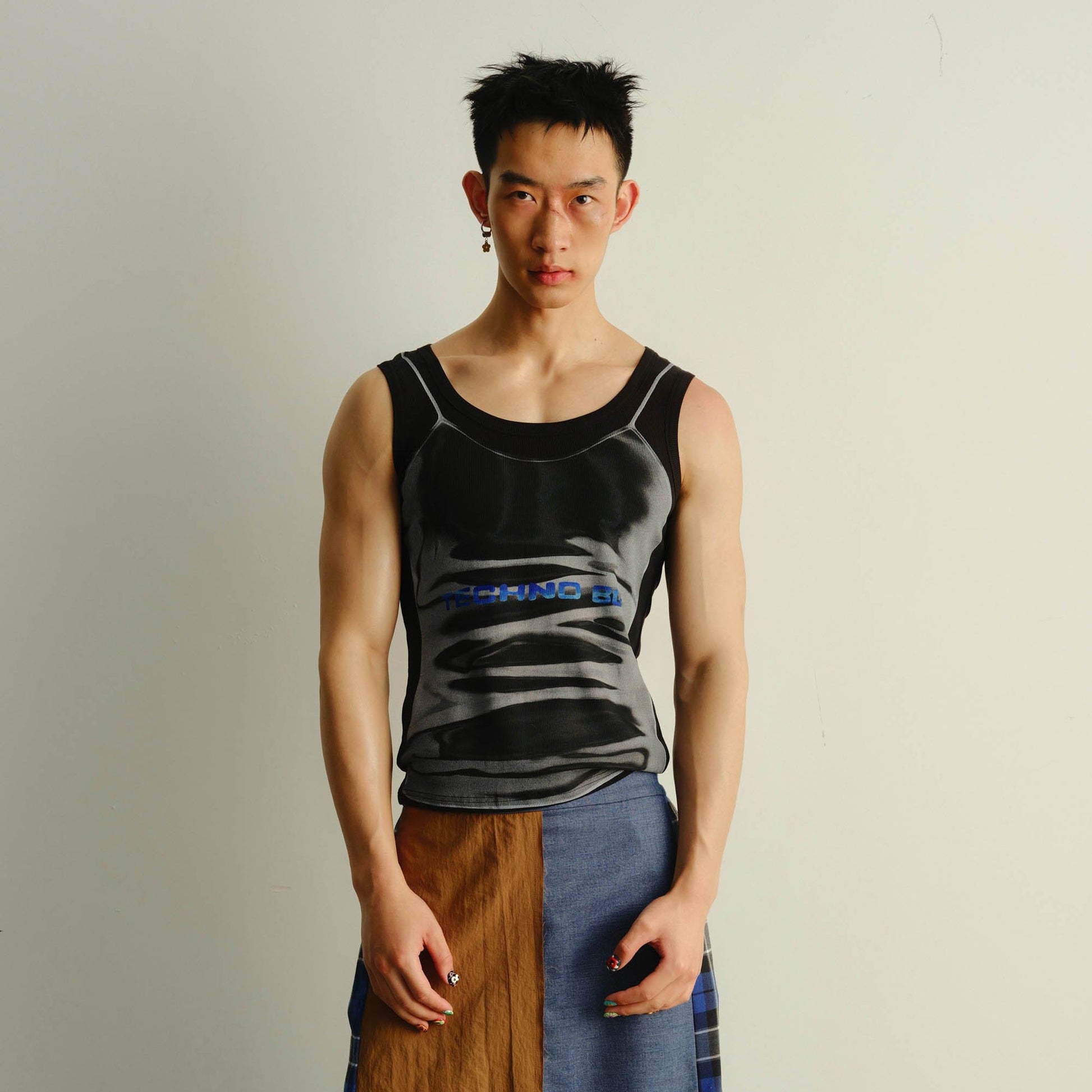 KADAKADA Technoboy Faux-Layer Tank Top-Tank Top-S-Black-Free Shipping Leatheretro