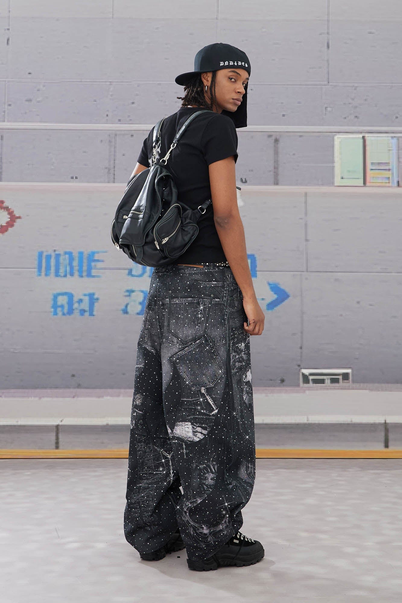 DND4DES Armour Full-Print Diamond Baggy Jeans-Jeans-XS-Free Shipping Leatheretro