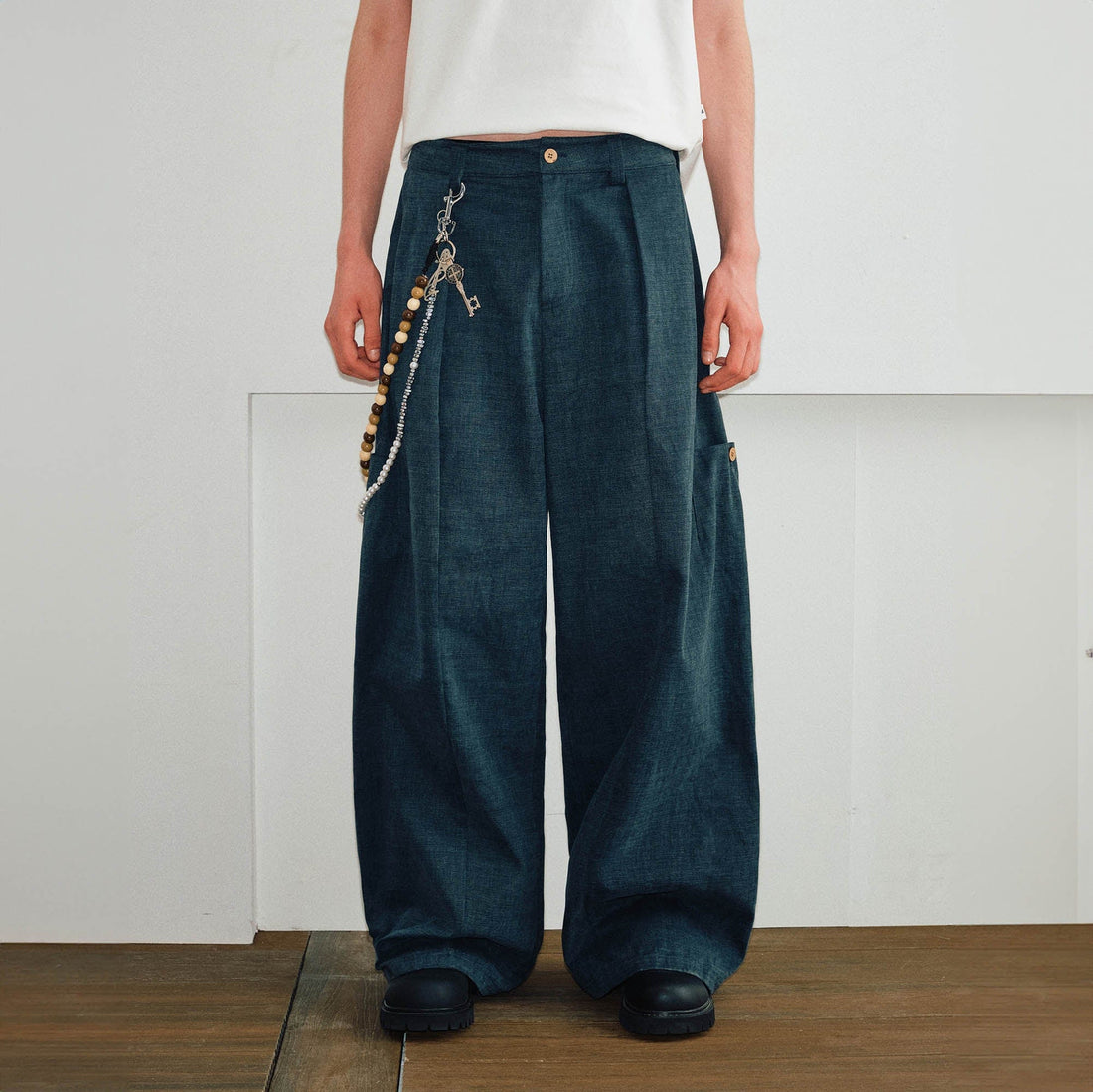 KREATE Pleated Multi-Pocket Baggy Pants-Pants-S-Grey-Free Shipping Leatheretro