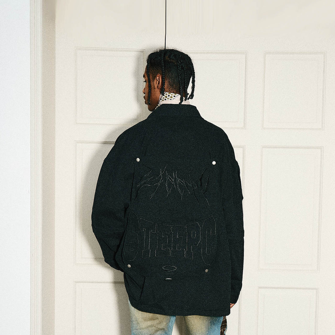STEEPC Detachable Sleeves Embroidered Jacket-Jacket-S-Free Shipping Leatheretro