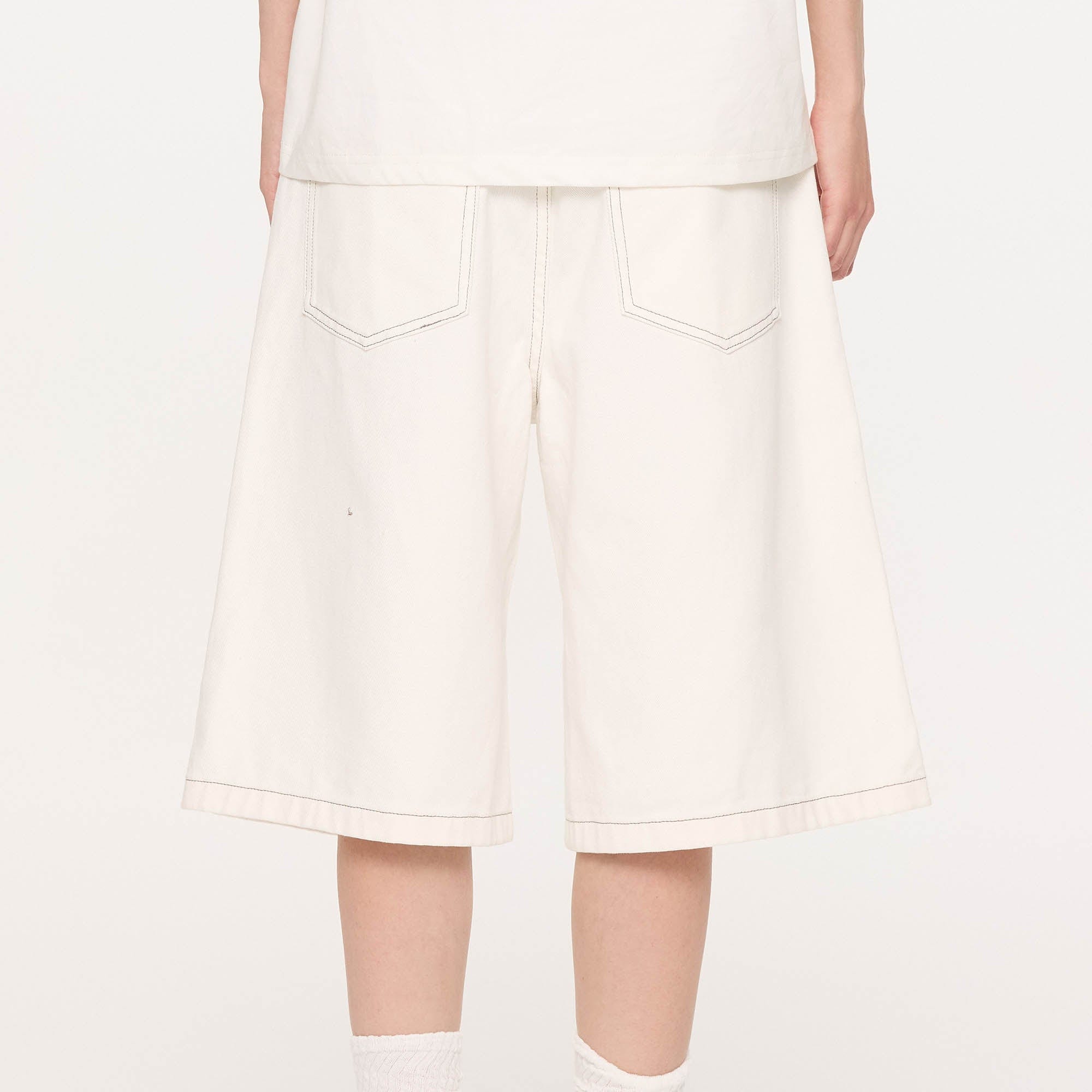 KREATE Essential Button-Up Stitched Denim Shorts-Shorts-S-Navy-Free Shipping Leatheretro