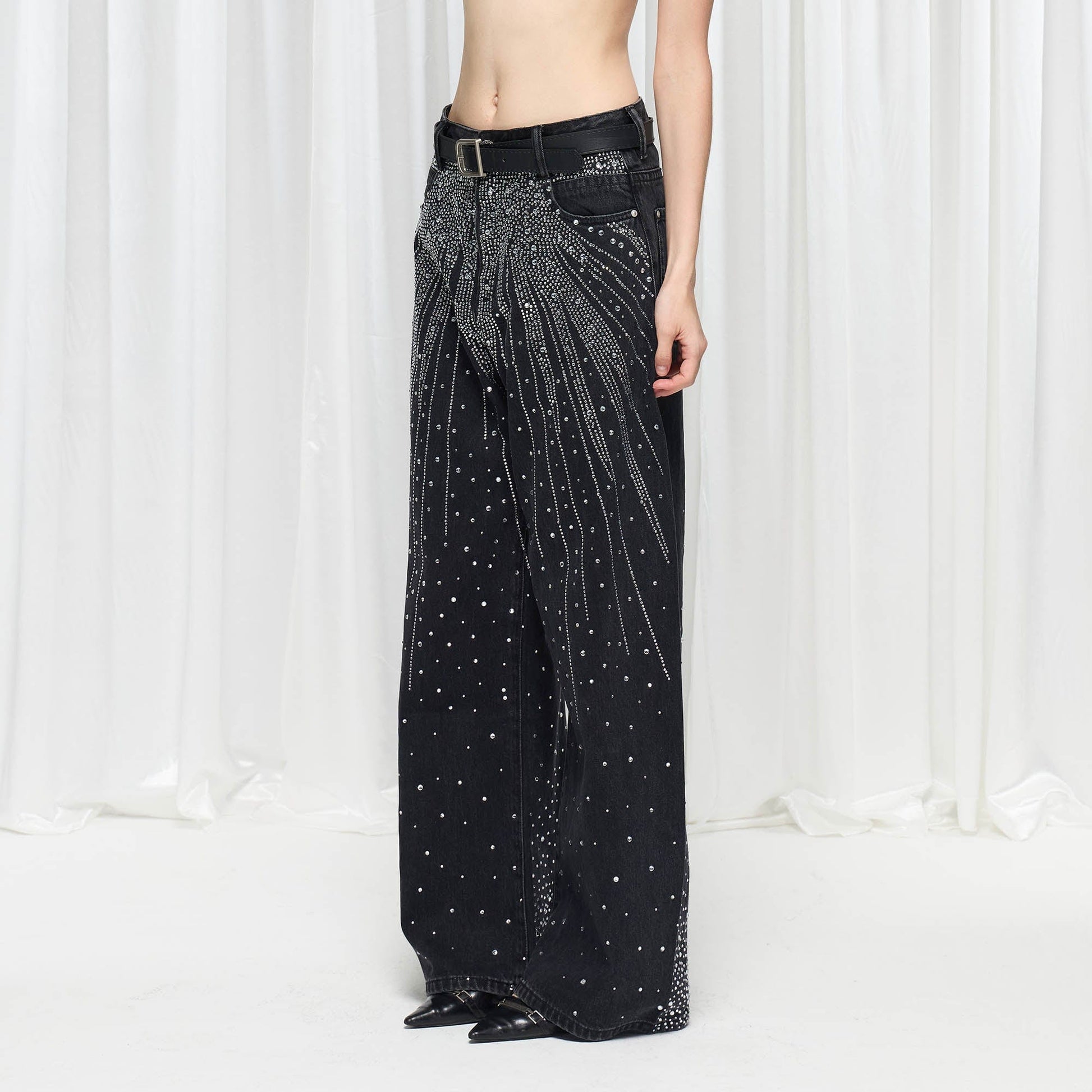 DND4DES¡ÁFaychui Radiant Diamond Wide-Leg Jeans-Jeans-S-Free Shipping Leatheretro