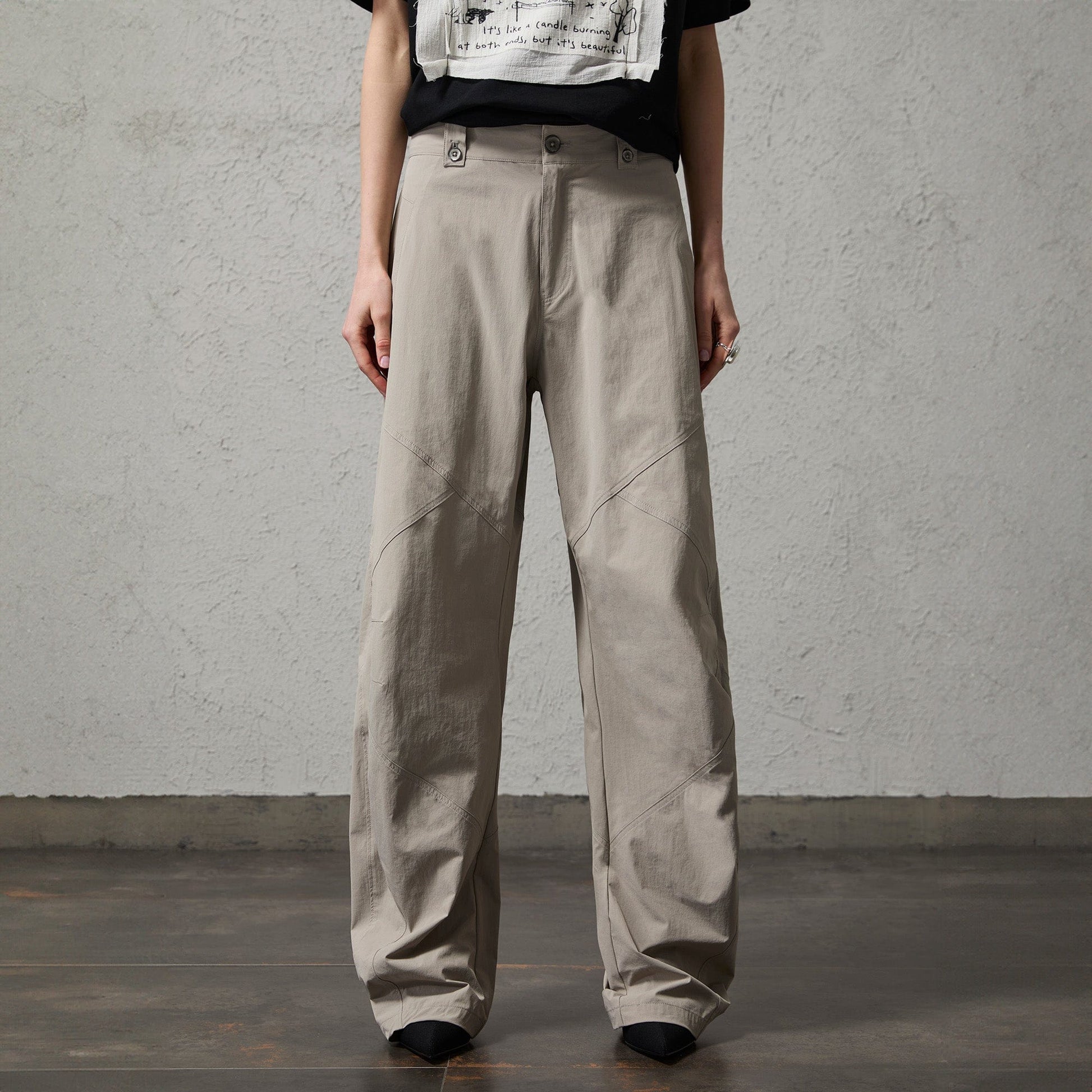 ORGANIC EMOTION Retro Spliced Curved Pants-Pants-S-Gray-Free Shipping Leatheretro