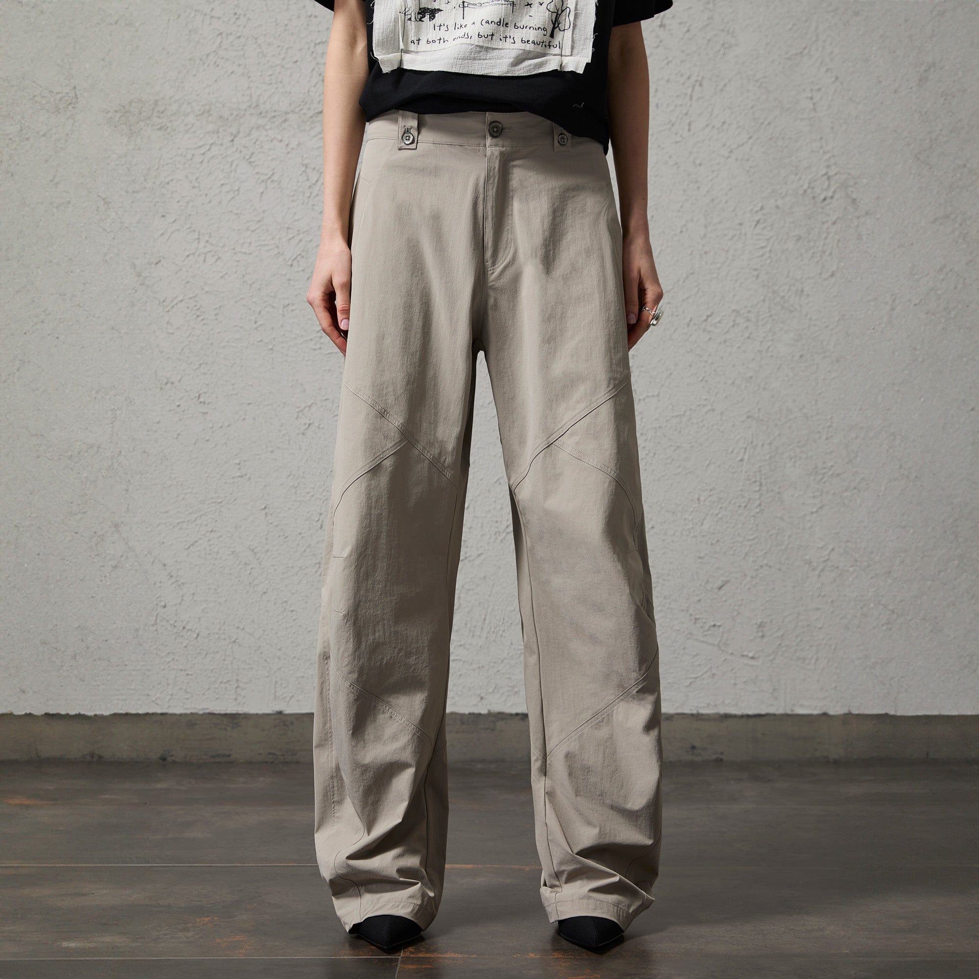 ORGANIC EMOTION Retro Spliced Curved Pants-Pants-S-Gray-Free Shipping Leatheretro