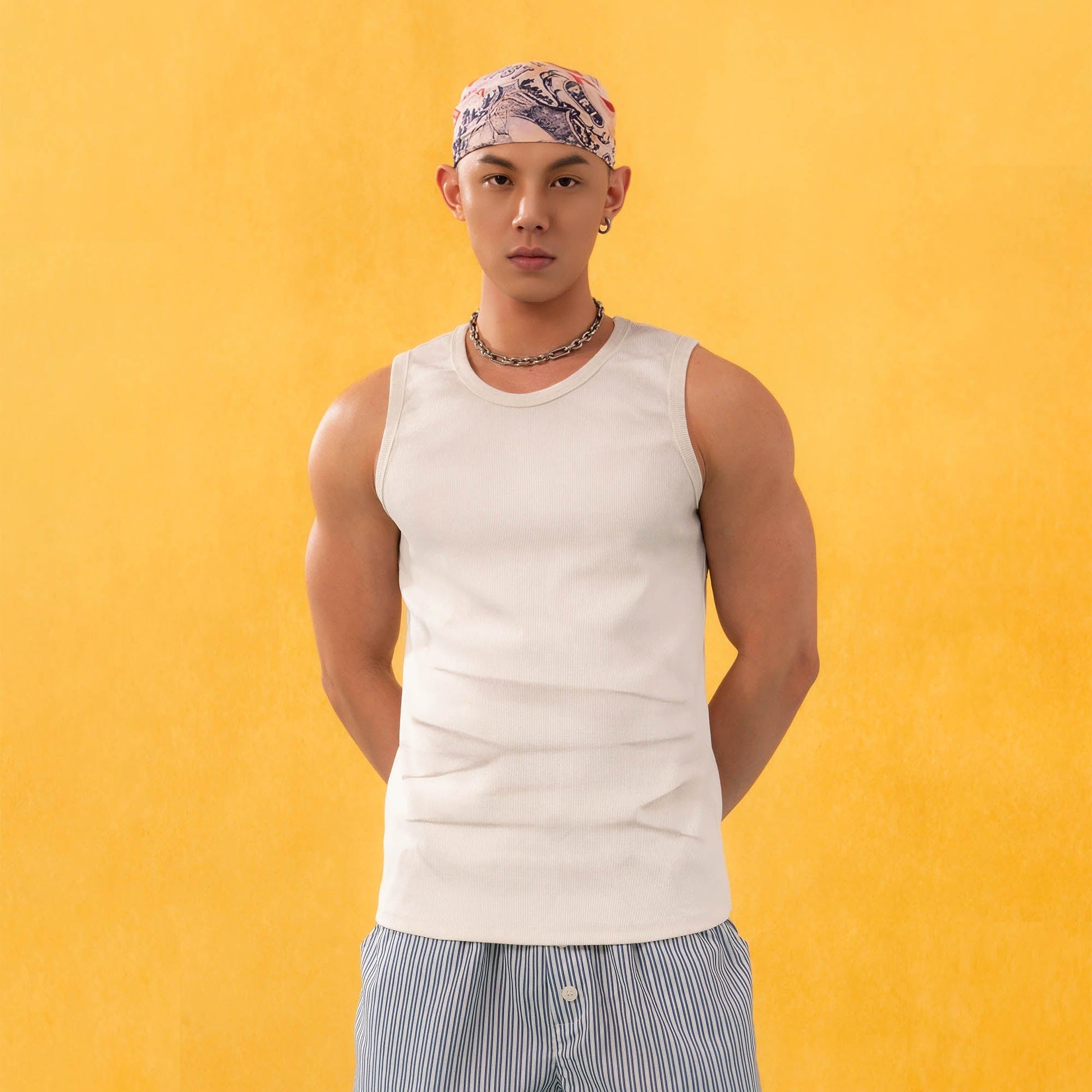 CLP Distressed Ribbed Tank Top-Tank Top-M-White-Free Shipping Leatheretro