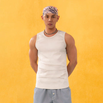 CLP Distressed Ribbed Tank Top-Tank Top-M-White-Free Shipping Leatheretro