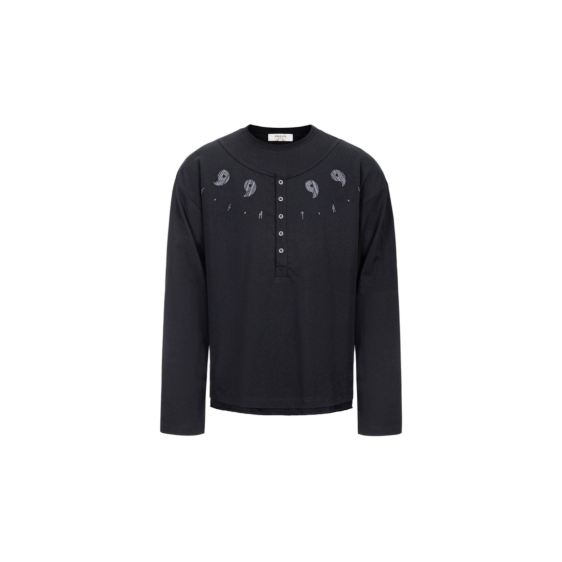 ESAIAS Graphic Faux Layer Henley Long-Sleeve Tee-L/S Tee-S (Preorder)-Free Shipping Leatheretro