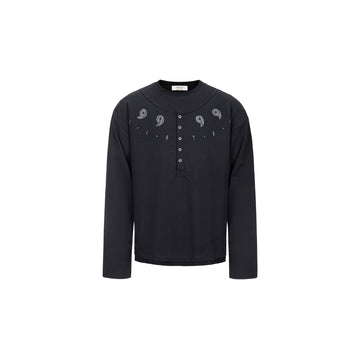 ESAIAS Graphic Faux Layer Henley Long-Sleeve Tee-L/S Tee-S (Preorder)-Free Shipping Leatheretro