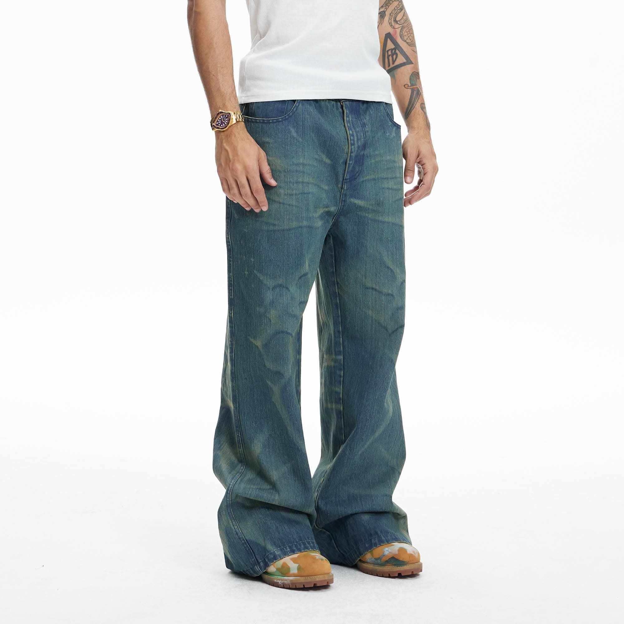 DND4DES Ocean Star Straight-Leg Jeans-Jeans-S-Free Shipping Leatheretro