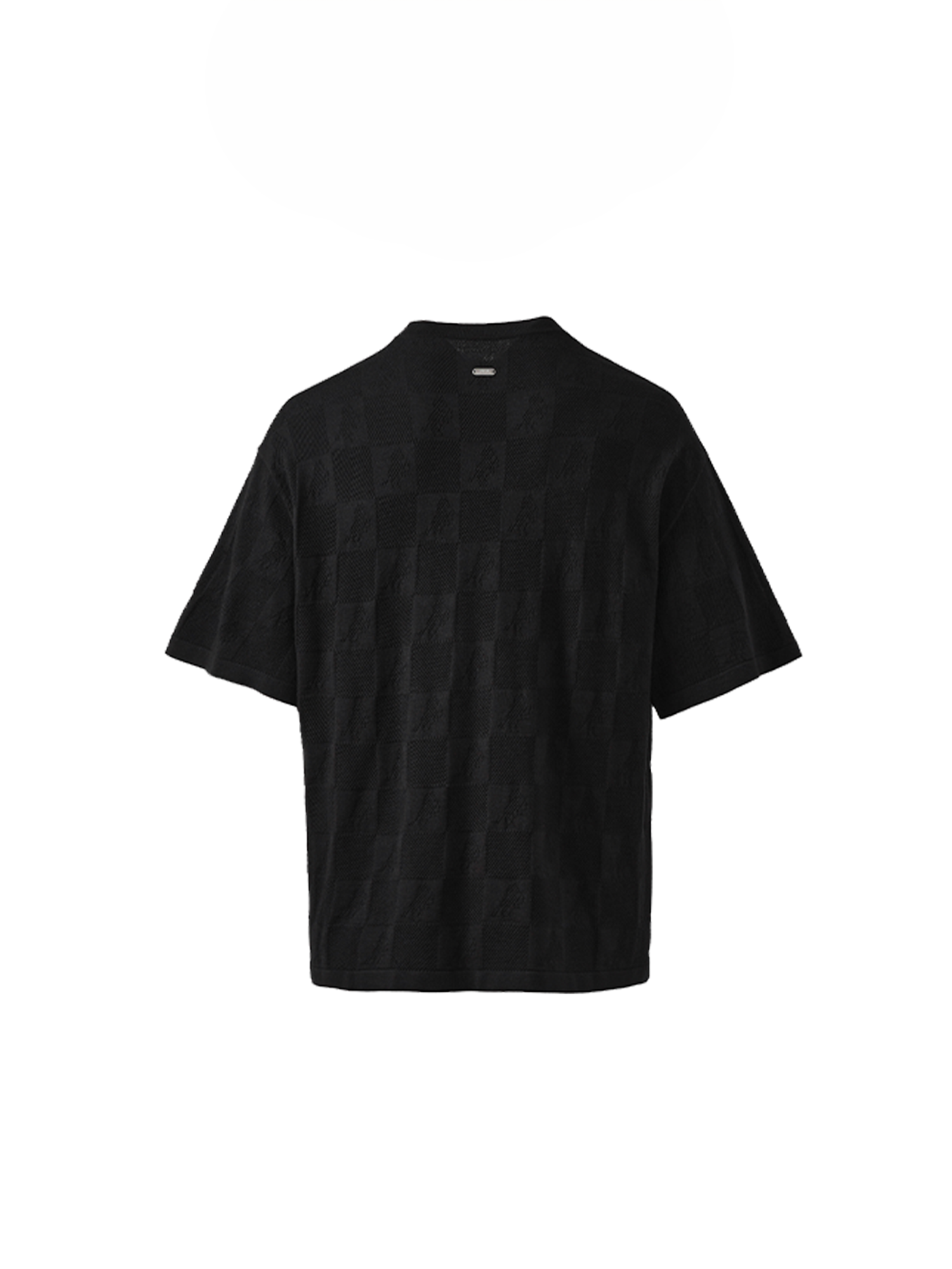 PMW Checkerboard Horse Jacquard Knitted T Shirt-T Shirt-S-Gray-Free Shipping Leatheretro