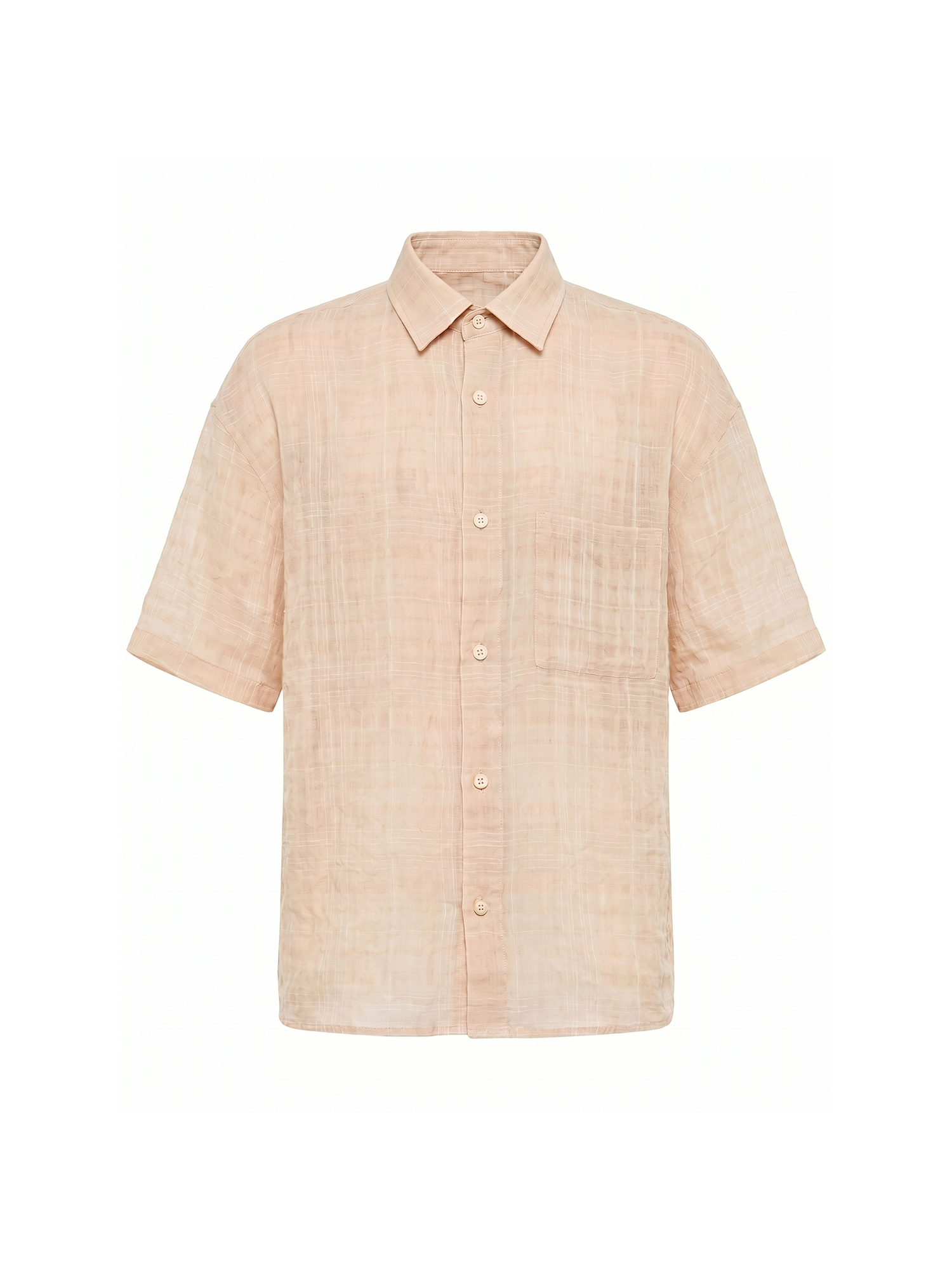 GRAINMUSTARD Linen-Cotton Plaid Half Shirt-Half shirt-XS-Green (S M for preorder)-Free Shipping Leatheretro