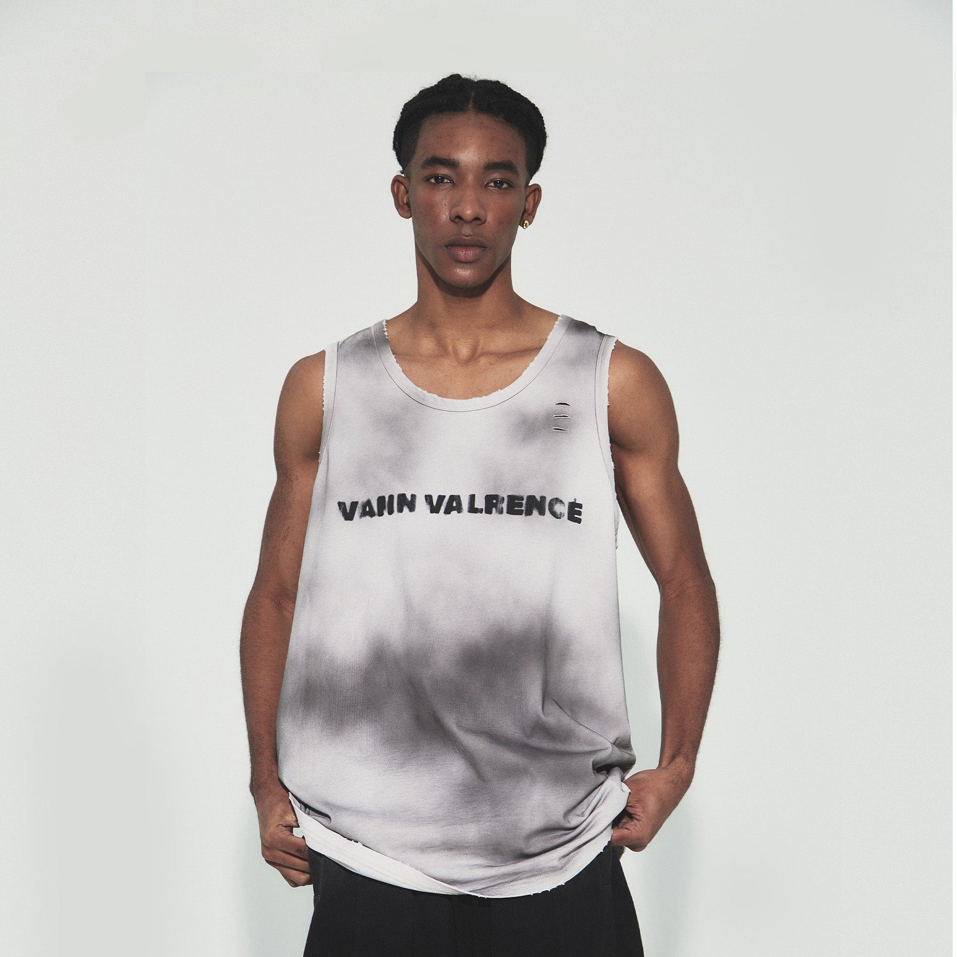 VANN VALRENCE Tie-Dye Distressed LOGO Sleeveless T-Shirt-T Shirt-S-Free Shipping Leatheretro