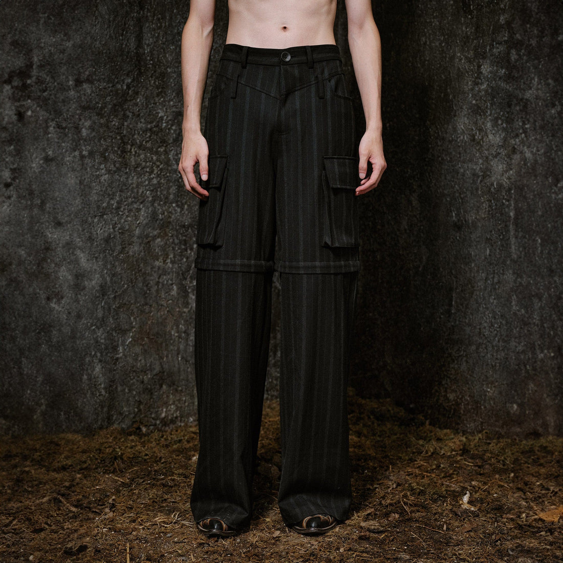 ILNya Nieternite Nifutur Multi-Pocket Stripe Detachable-Leg Pants-Pants-S(0)-Free Shipping Leatheretro
