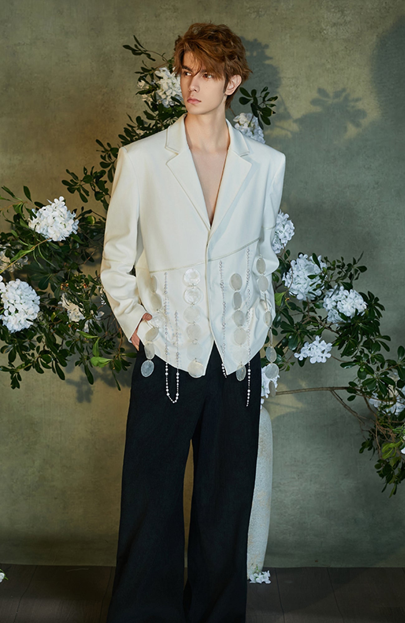 JIECHI Drifting Sequin & Pearl Chains Blazer-Jacket-M (Preorder)-Free Shipping Leatheretro