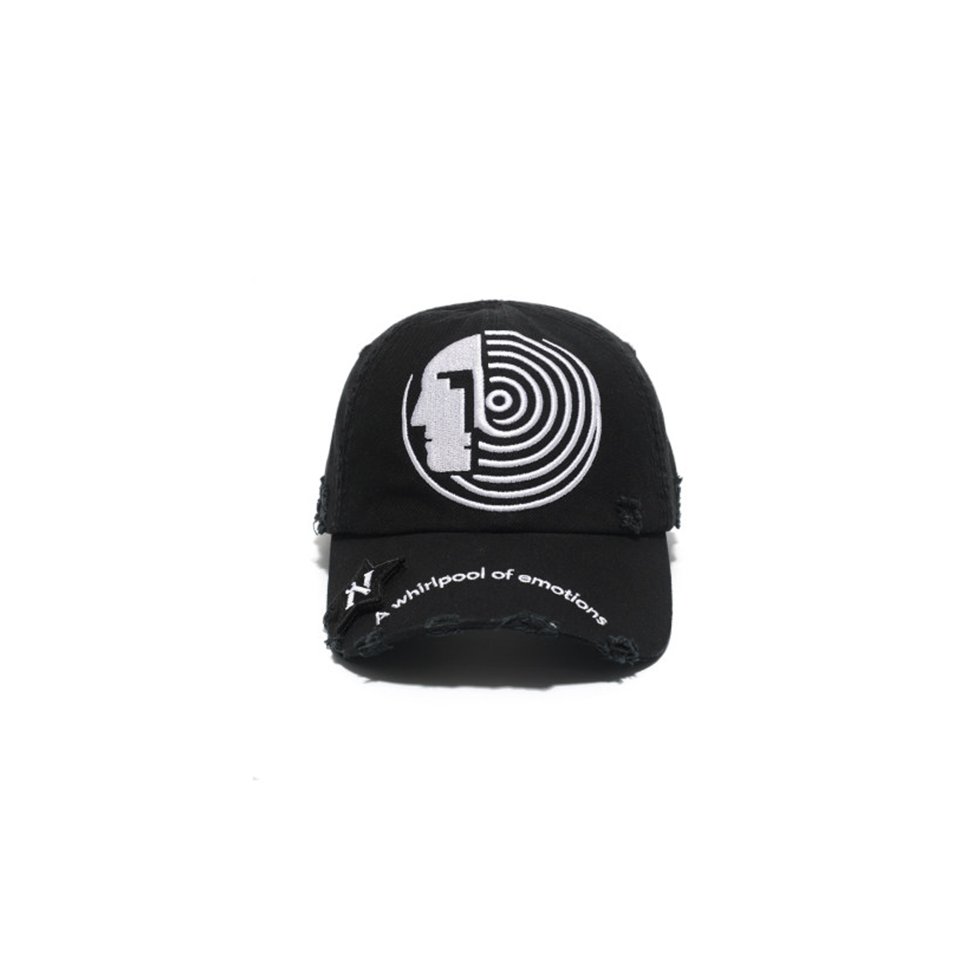 NOTHINGNESS WORLD Distressed Embroidered LOGO Dad Cap-Hat, Cap, Beanie-One Size-Black-Free Shipping Leatheretro