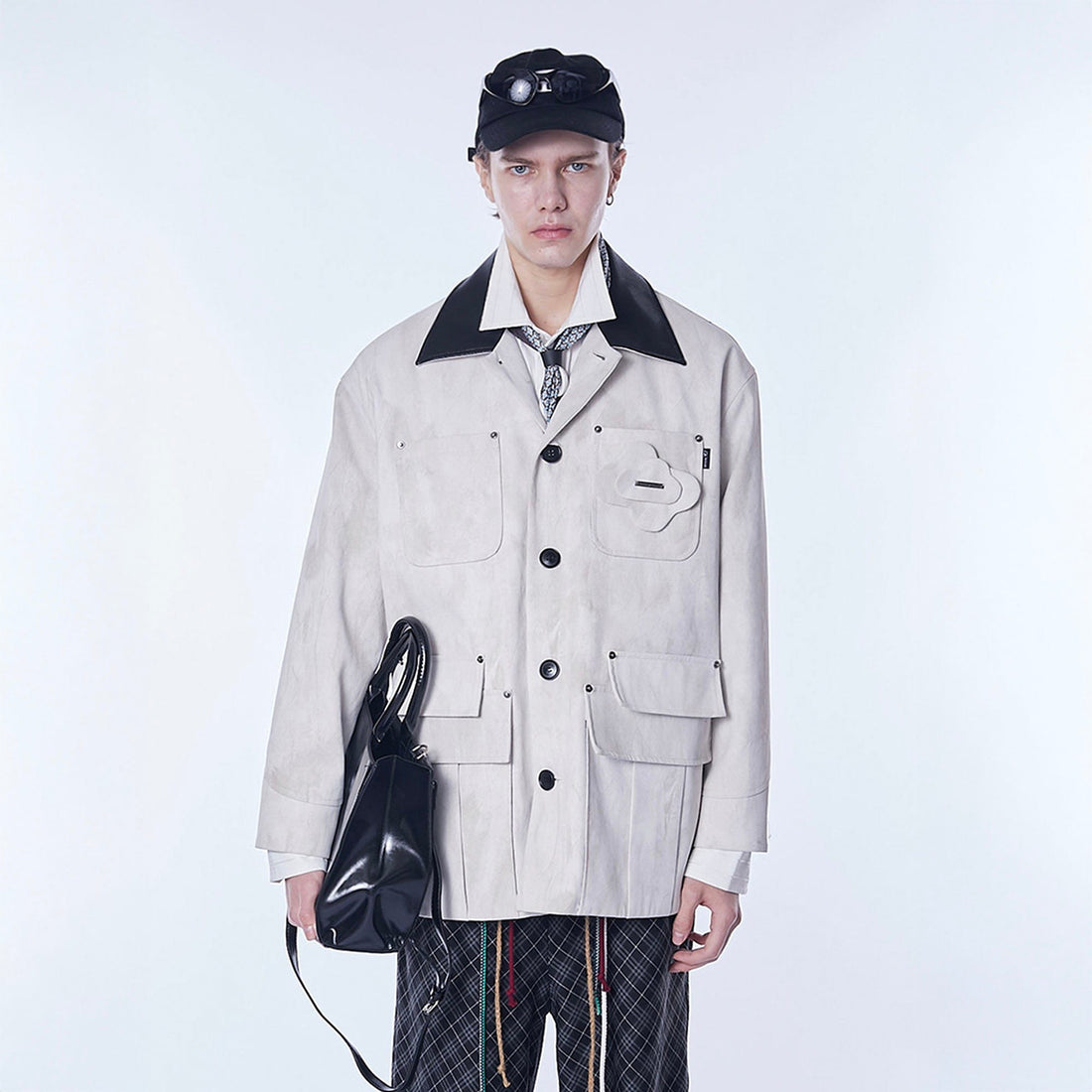 ASSEEN Distressed Panel Leather Collar Barn Jacket-Jacket-S-Free Shipping Leatheretro