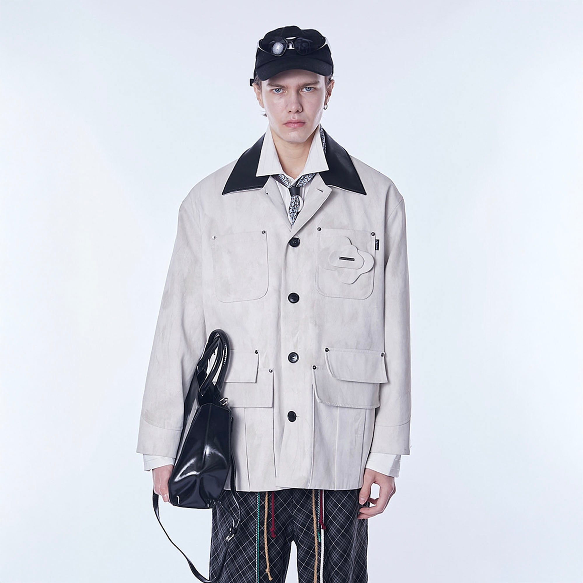 ASSEEN Distressed Panel Leather Collar Barn Jacket-Jacket-S-Free Shipping Leatheretro