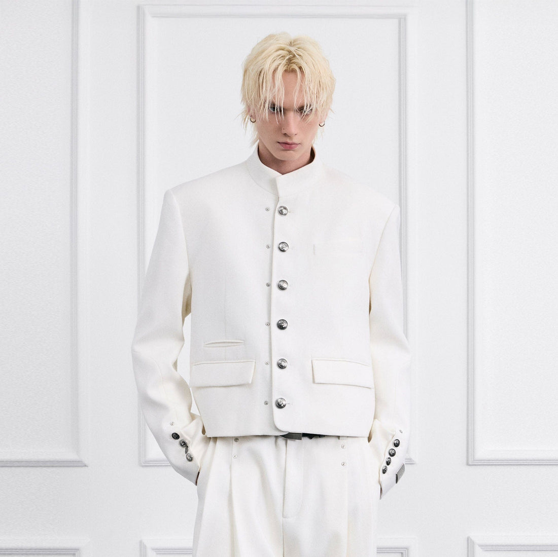 FACEONLAB Wool-Blend Uniform Blazer-Jacket-M-Free Shipping Leatheretro