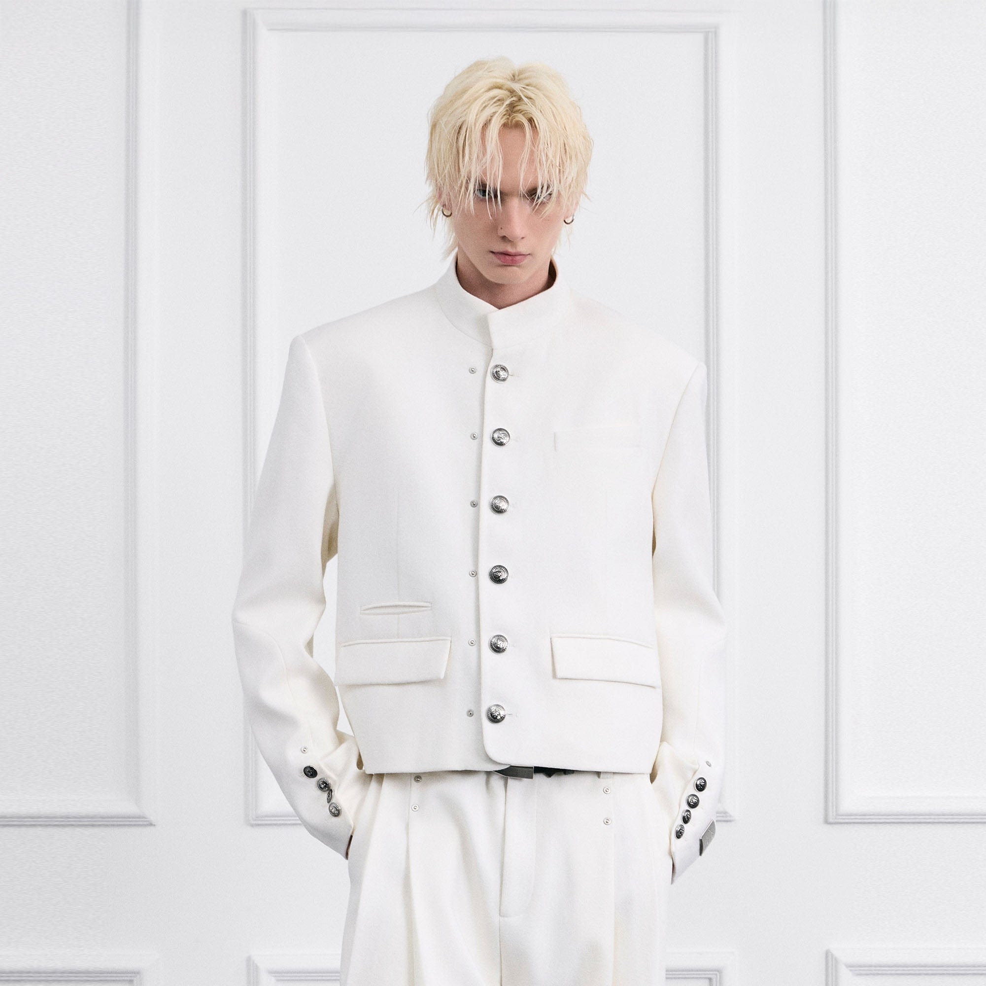 FACEONLAB Wool-Blend Uniform Blazer-Jacket-M-Free Shipping Leatheretro