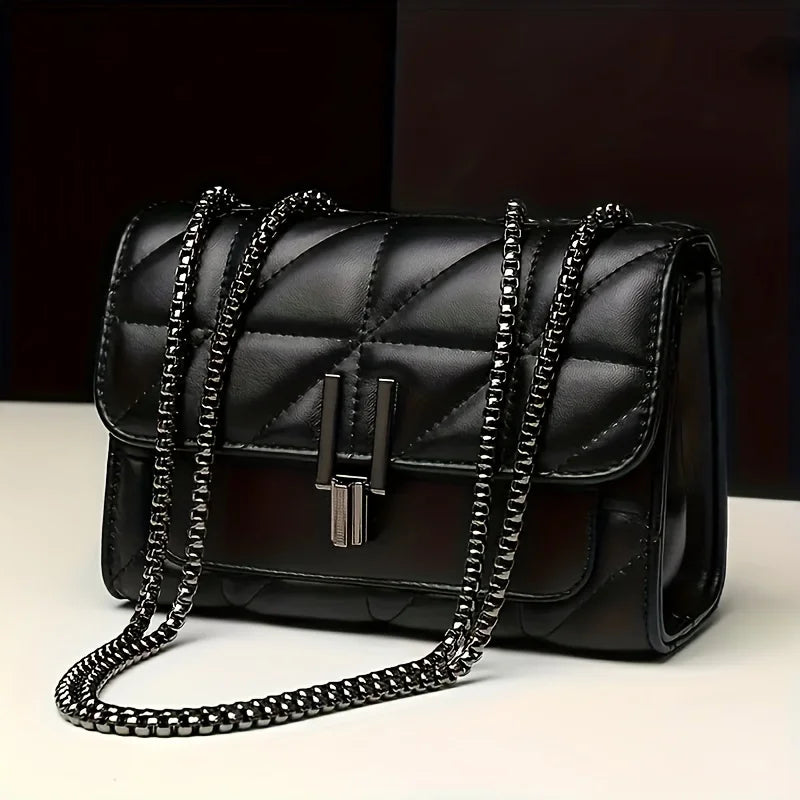 Elegant Black Mini Tartan Crossbody Bag - Adjustable Shoulder Strap Handbag-Messenger Bag-Black-Free Shipping Leatheretro