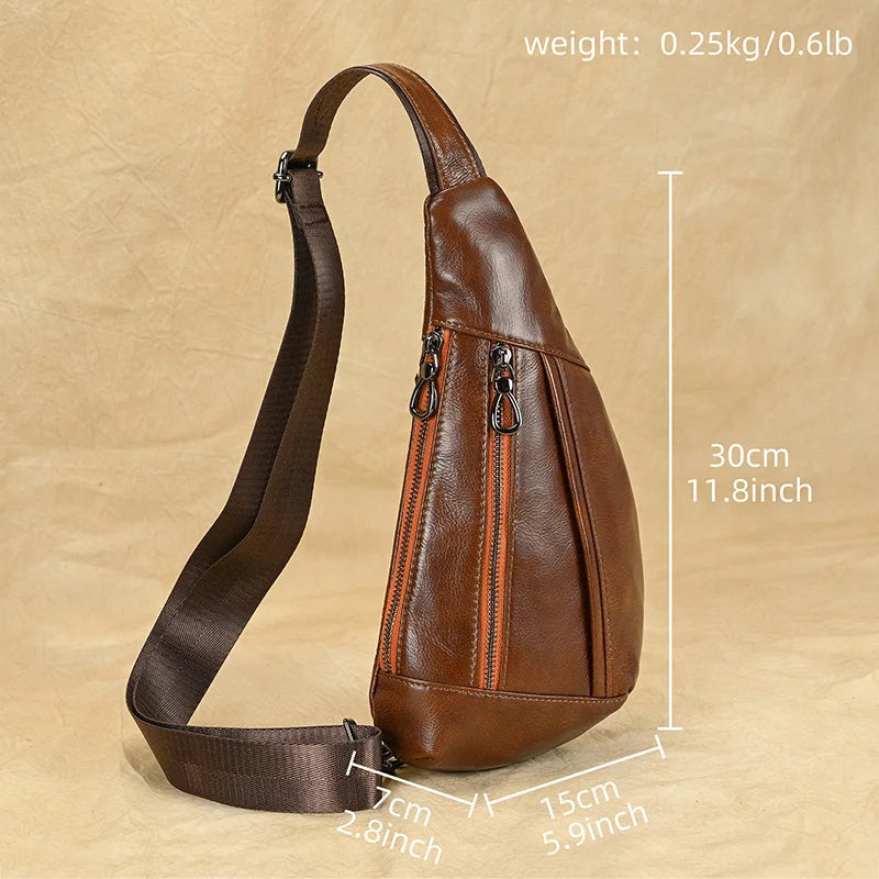 Soft Genuine Leather Men's Chest Pack-Chest Bags-Brown-Free Shipping Leatheretro