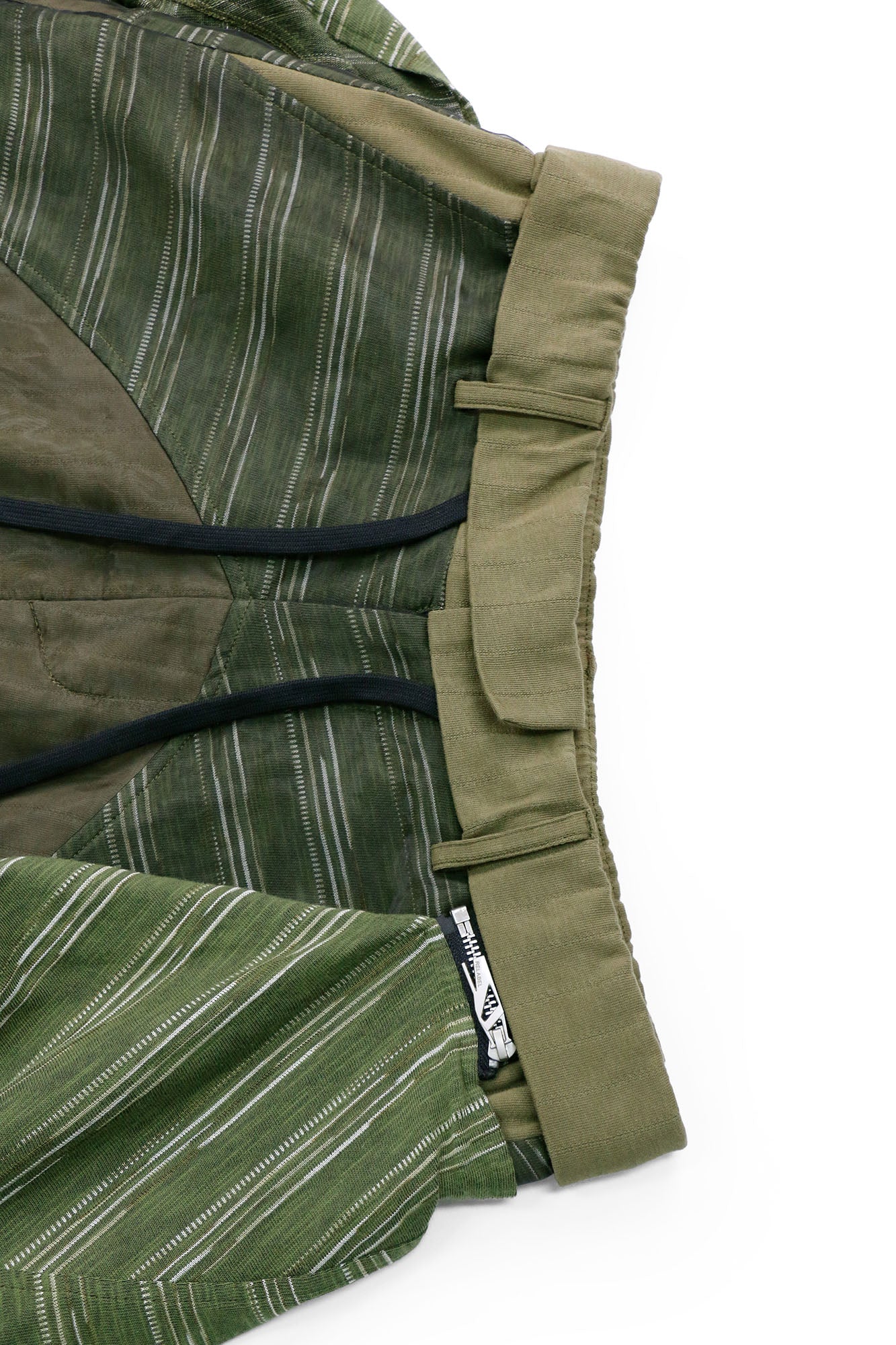 RELABEL Detachable Striped Drape Ruched Oversized Shorts Green-Shorts-XS (Preorder)-Free Shipping Leatheretro