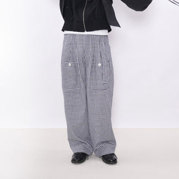 7440 37 1 Check Double-Pleat Wide-Leg Pants-Pants-S (Preorder)-Free Shipping Leatheretro