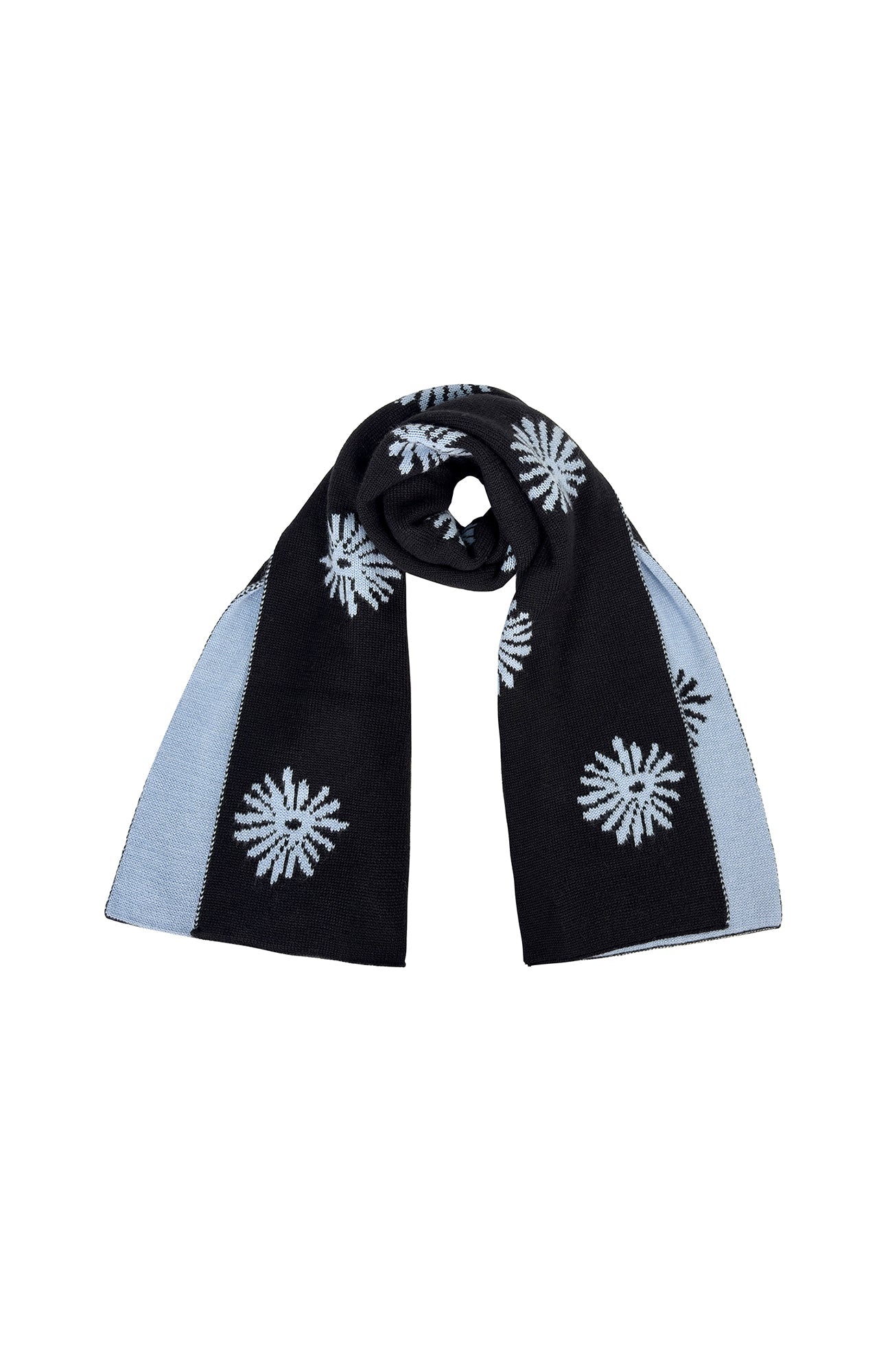 MIICHOUS Snowflake Jacquard Reversible Wool-Blend Scarf-Black-Free Shipping Leatheretro