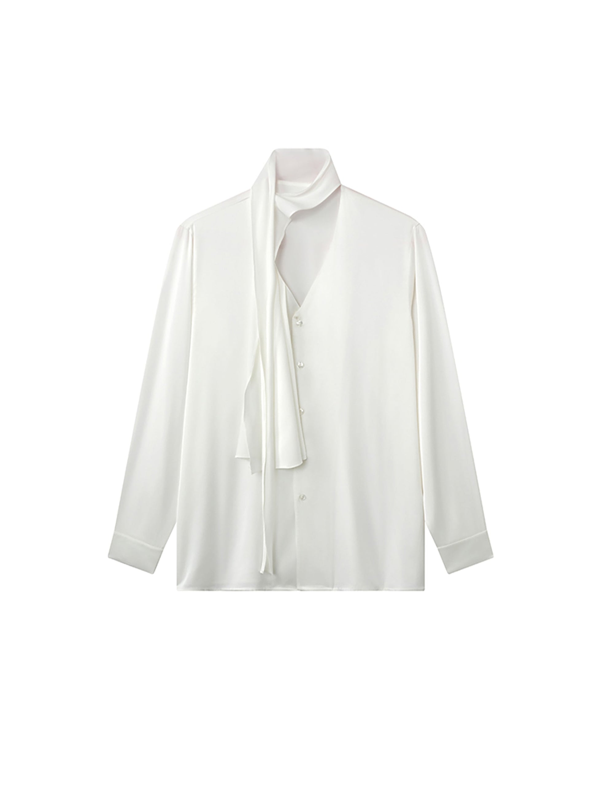 JIECHI Draped Satin Scarf-Collar Shirt-Shirt-M (Preorder)-Free Shipping Leatheretro