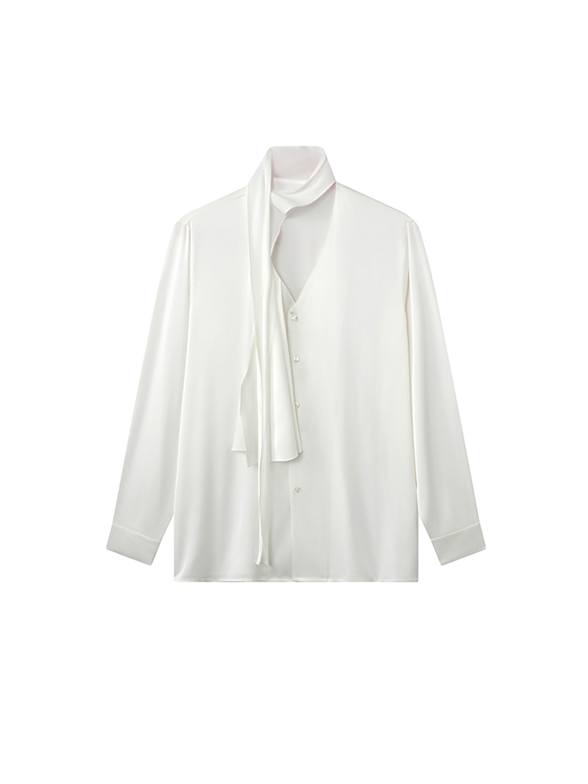 JIECHI Draped Satin Scarf-Collar Shirt-Shirt-M (Preorder)-Free Shipping Leatheretro