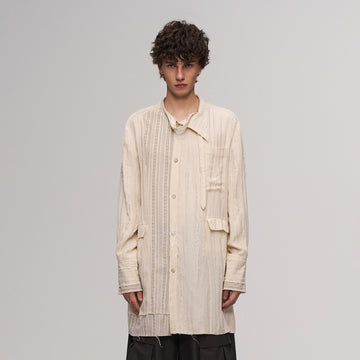 ILNya Nieternite Nifutur Deconstructed Stripe Stich Raw Long Shirt Beige-Shirt-S (0)(Preorder)-Free Shipping Leatheretro