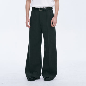 CATSSTAC Classic Pinstripe Wide-Leg Pants-Pants-Black-M-Free Shipping Leatheretro