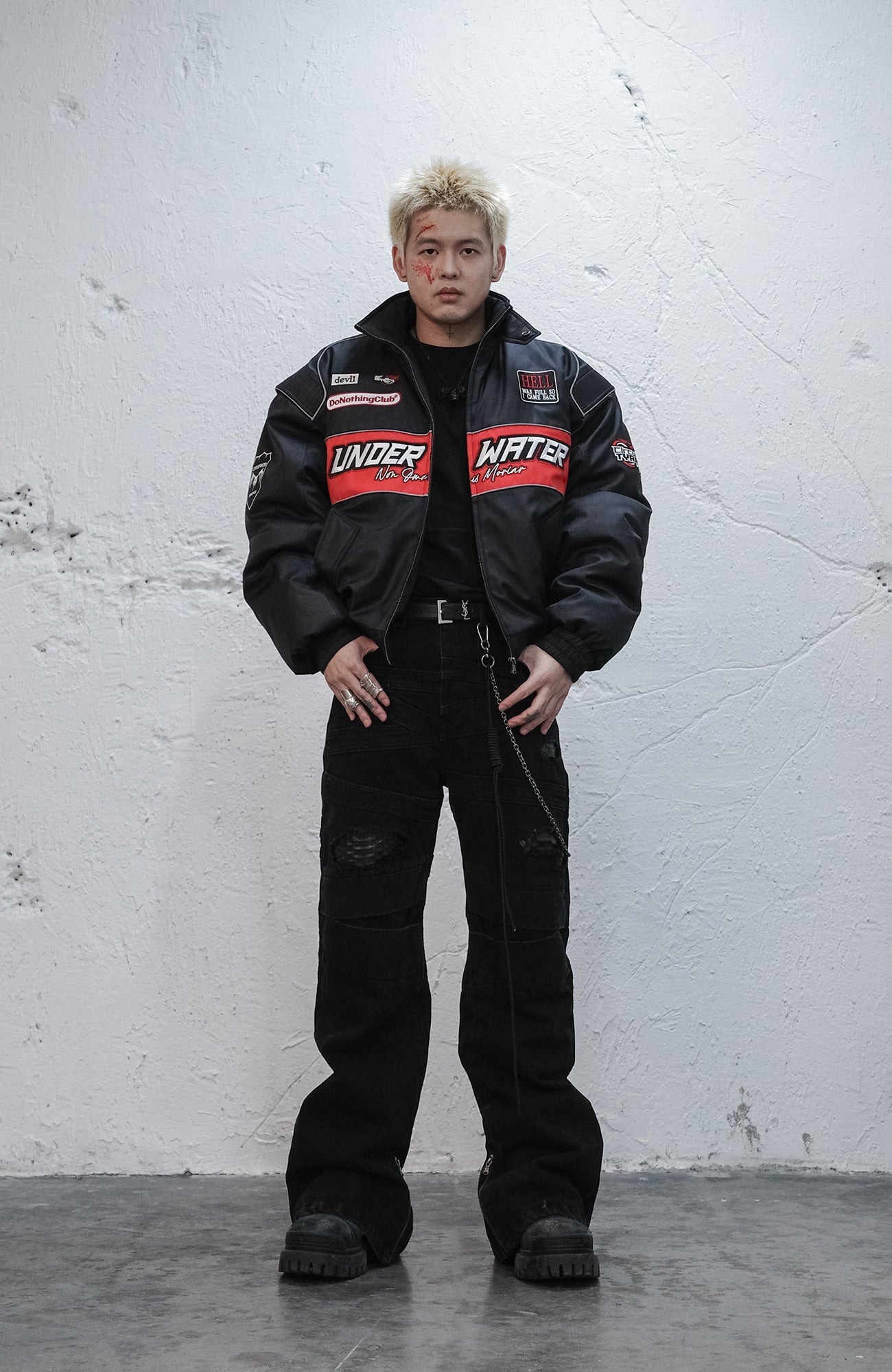 UNDERWATER Serpent Skin Distressed Jeans-Pants-S-Free Shipping Leatheretro