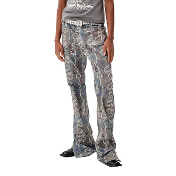 CYCYCY Serpentine Graphic Flared Jeans-Jeans-XXS / 27"-Free Shipping Leatheretro