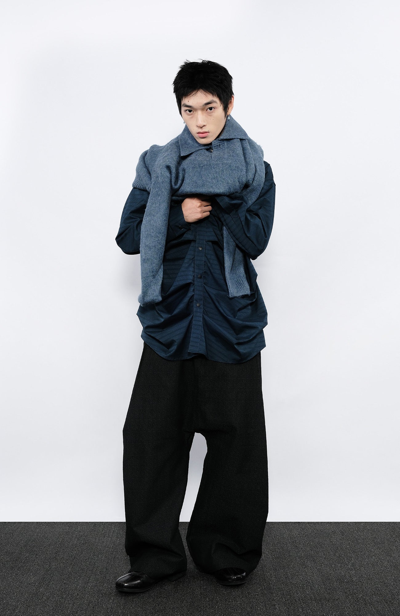 7440 37 1 Fluffy Half-Button Polo Sweater-Jacket-S-Blue-Free Shipping Leatheretro