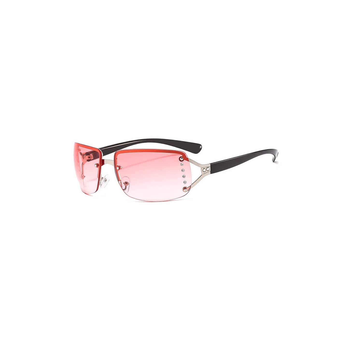 DAMAGE ASIA OPTICALS Semi-Rim Square Gradient Sunglasses-Sunglasses-One Size-Pink-Free Shipping Leatheretro