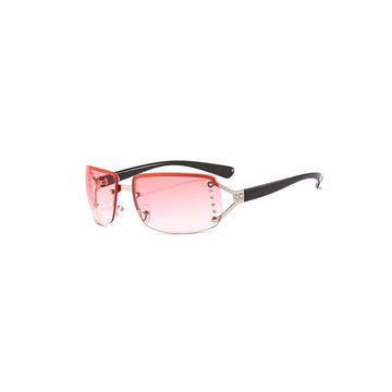 DAMAGE ASIA OPTICALS Semi-Rim Square Gradient Sunglasses-Sunglasses-One Size-Pink-Free Shipping Leatheretro