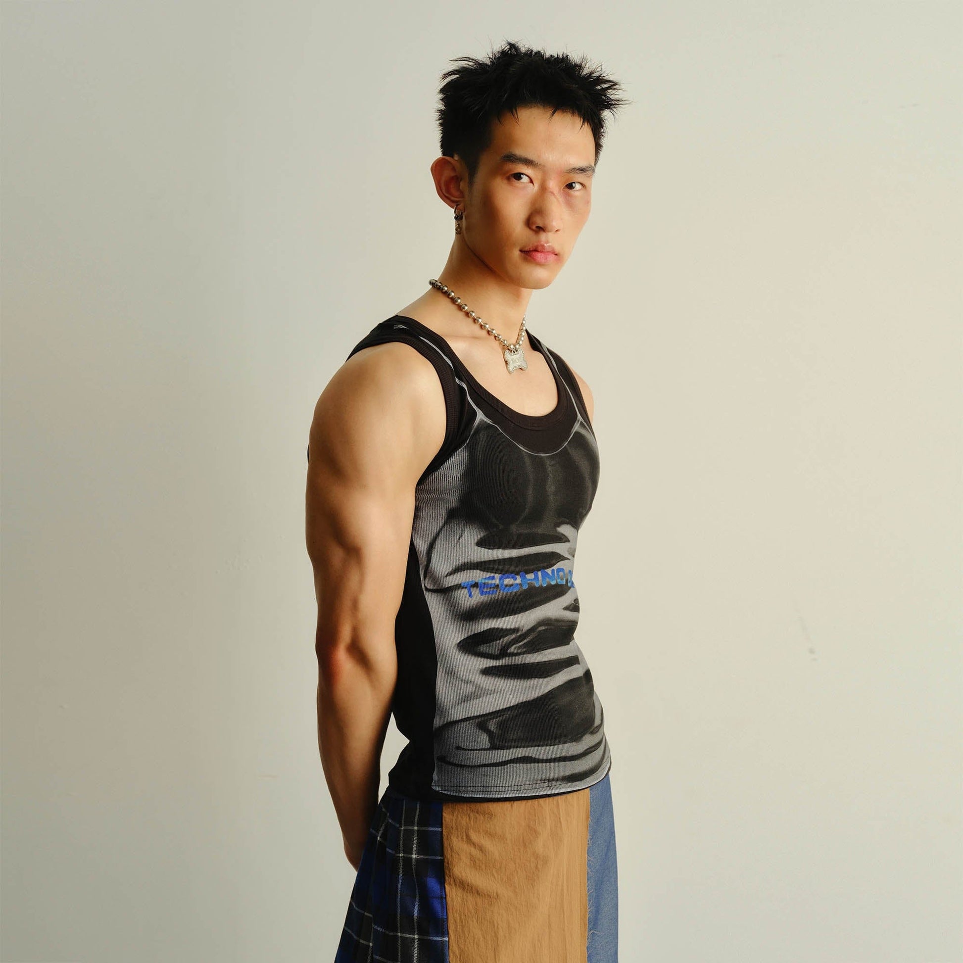 KADAKADA Technoboy Faux-Layer Tank Top-Tank Top-S-White-Free Shipping Leatheretro