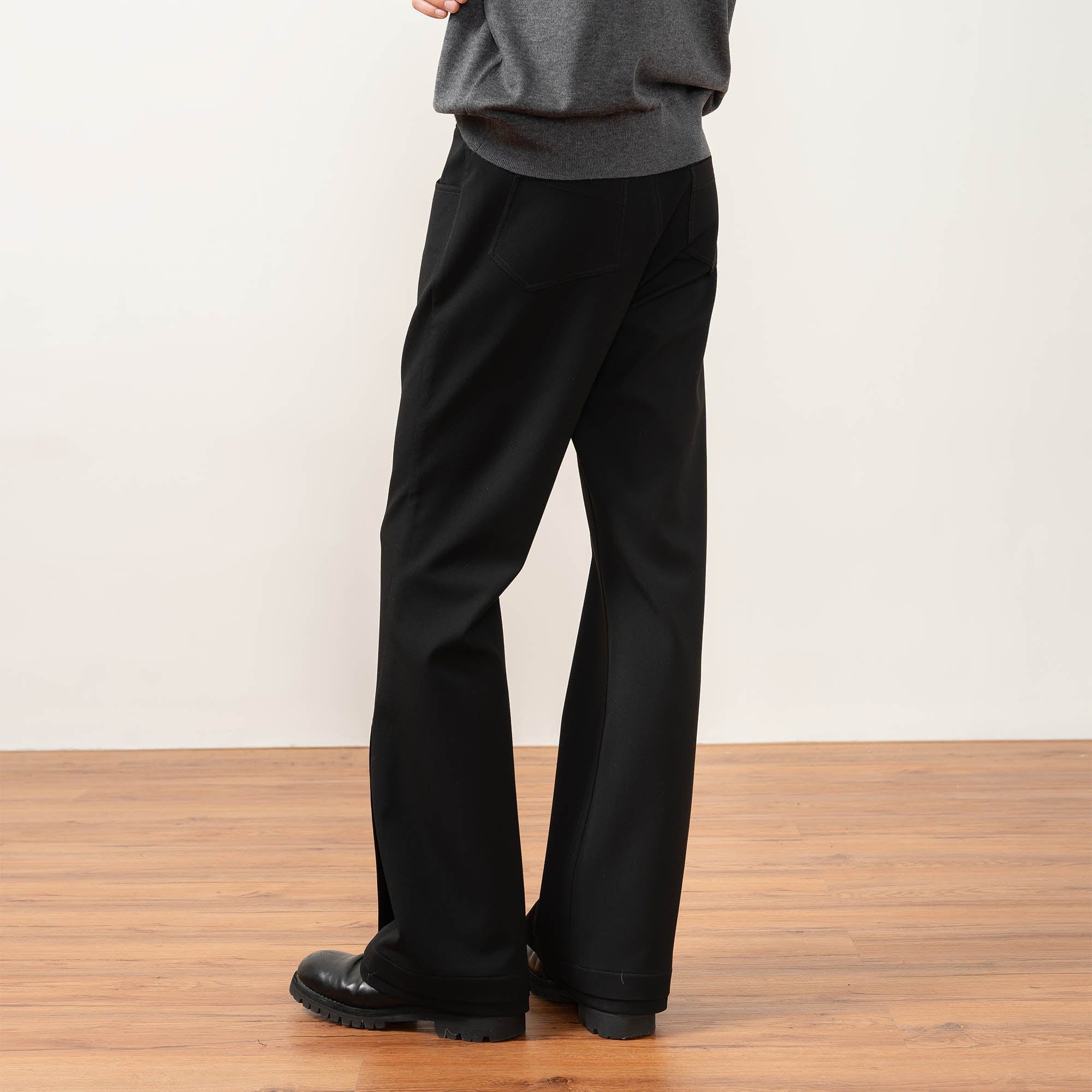 MOITIEDEPETALE Essential Layered Flared Trousers-Pants-XS-Black-Free Shipping Leatheretro