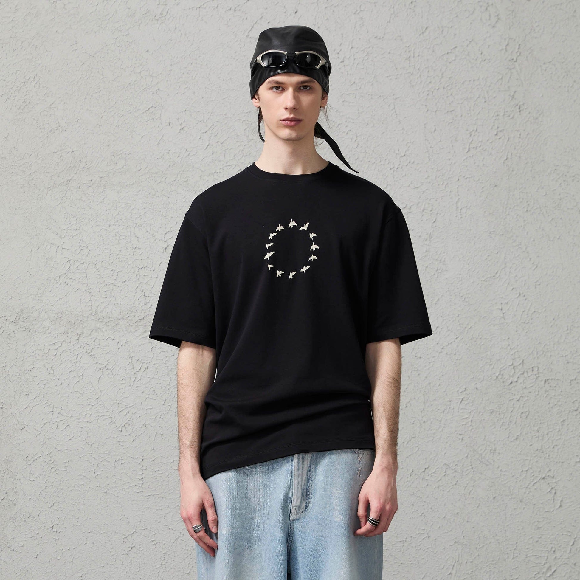 ORGANIC EMOTION Bird-Loop Adjustable Button Back T-Shirt-T Shirt-S-Black-Free Shipping Leatheretro