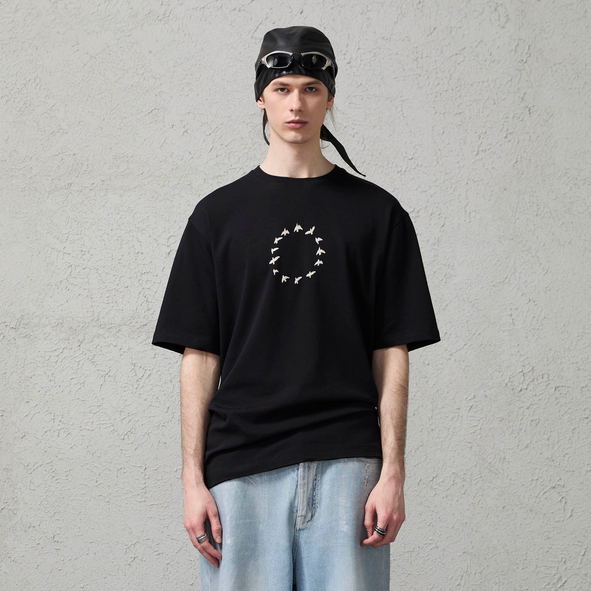 ORGANIC EMOTION Bird-Loop Adjustable Button Back T-Shirt-T Shirt-S-Black-Free Shipping Leatheretro