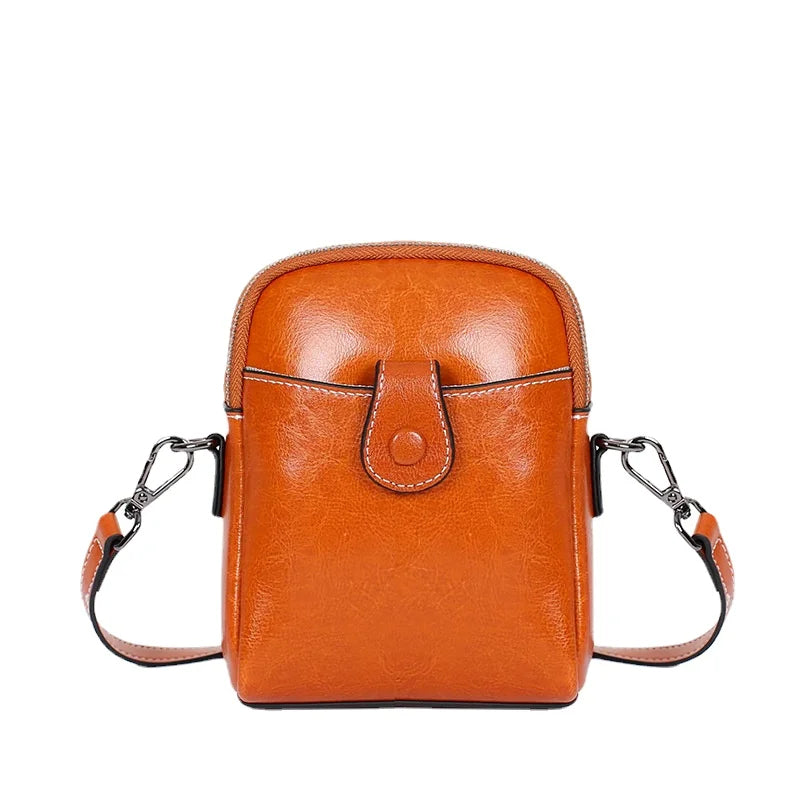 Women's Real Cowhide Mobile Phone Bag - Single Shoulder Crossbody Bag-Green-Free Shipping Leatheretro