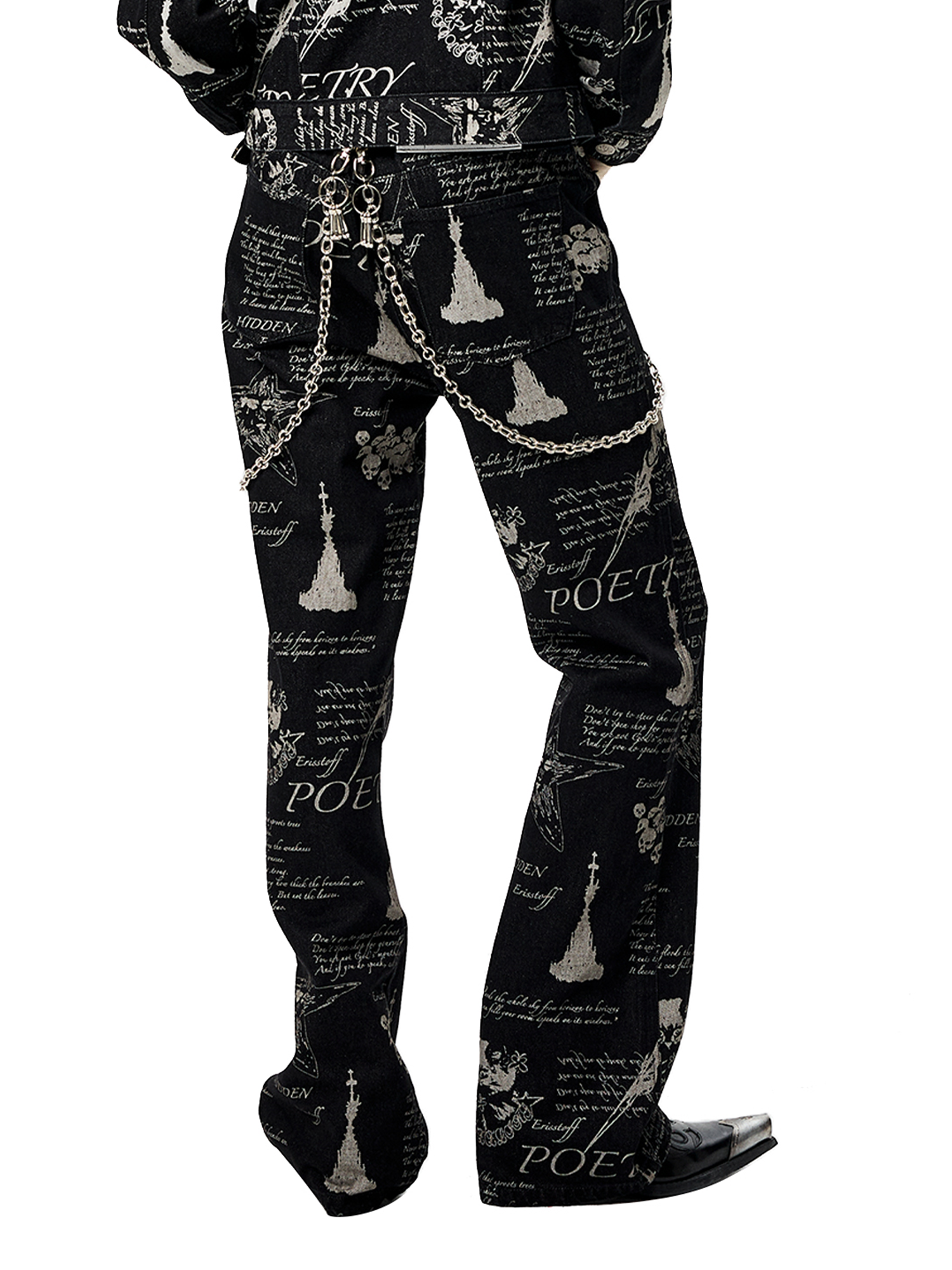CYCYCY Punk Washed Graffiti Jeans-Jeans-XS / 28"-Free Shipping Leatheretro