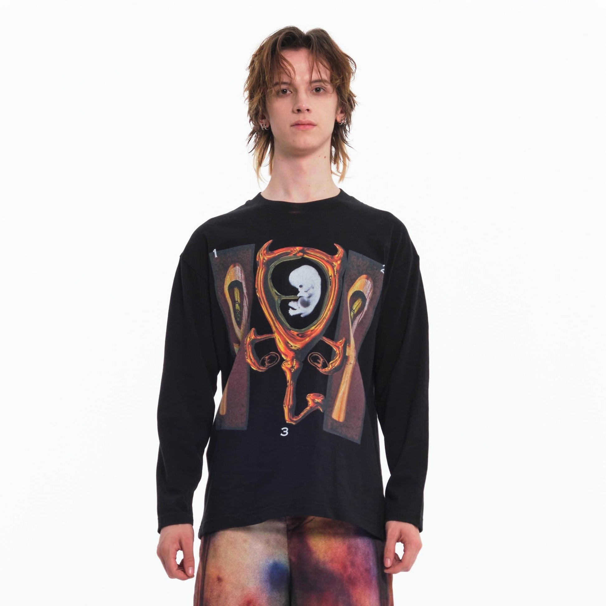 EMBRYO Cave Cross Graphics Long-Sleeve Tee-L/S Tee-S-Free Shipping Leatheretro