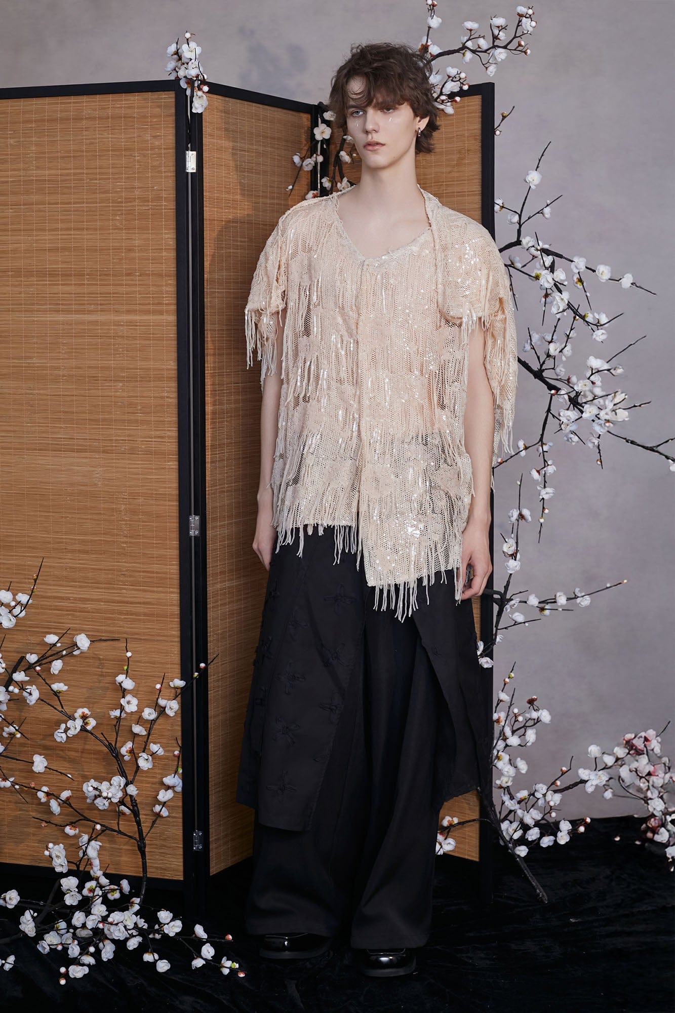 JIECHI Asymmetrical Bow Embroidery Slit Skort-Shorts-M-Free Shipping Leatheretro