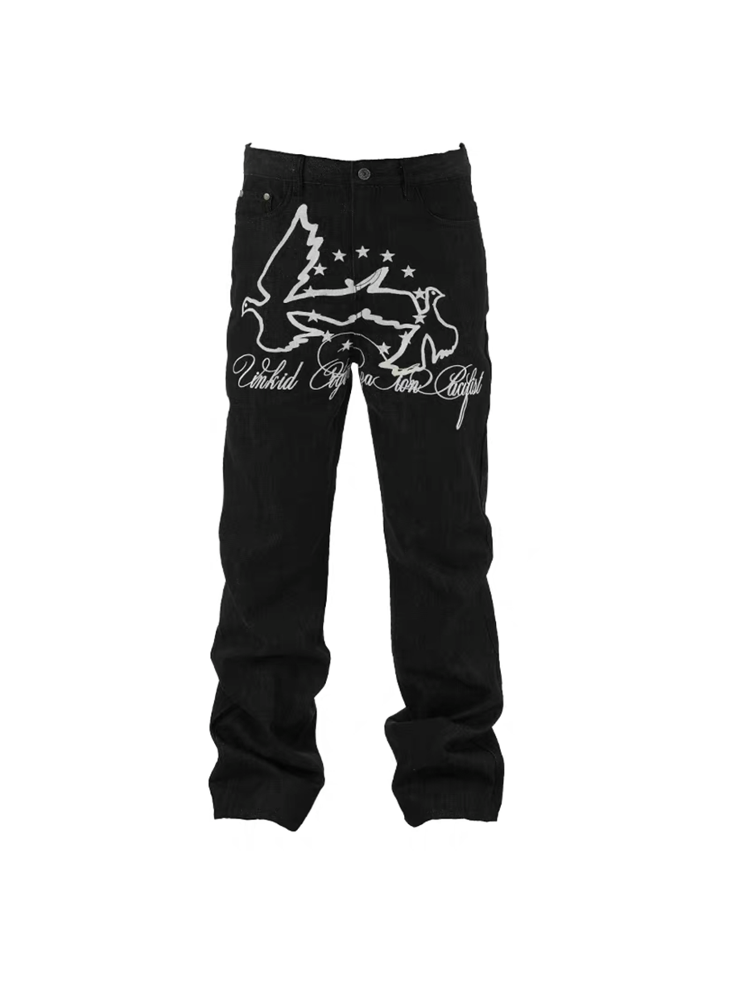 VINKID Double Pigeon Star Graphic Jeans-Jeans-S / 31"-Free Shipping Leatheretro