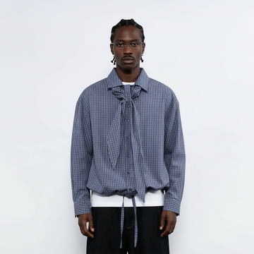 7440 37 1 Plaid Neck Tie Shirt-Shirt-S-Free Shipping Leatheretro