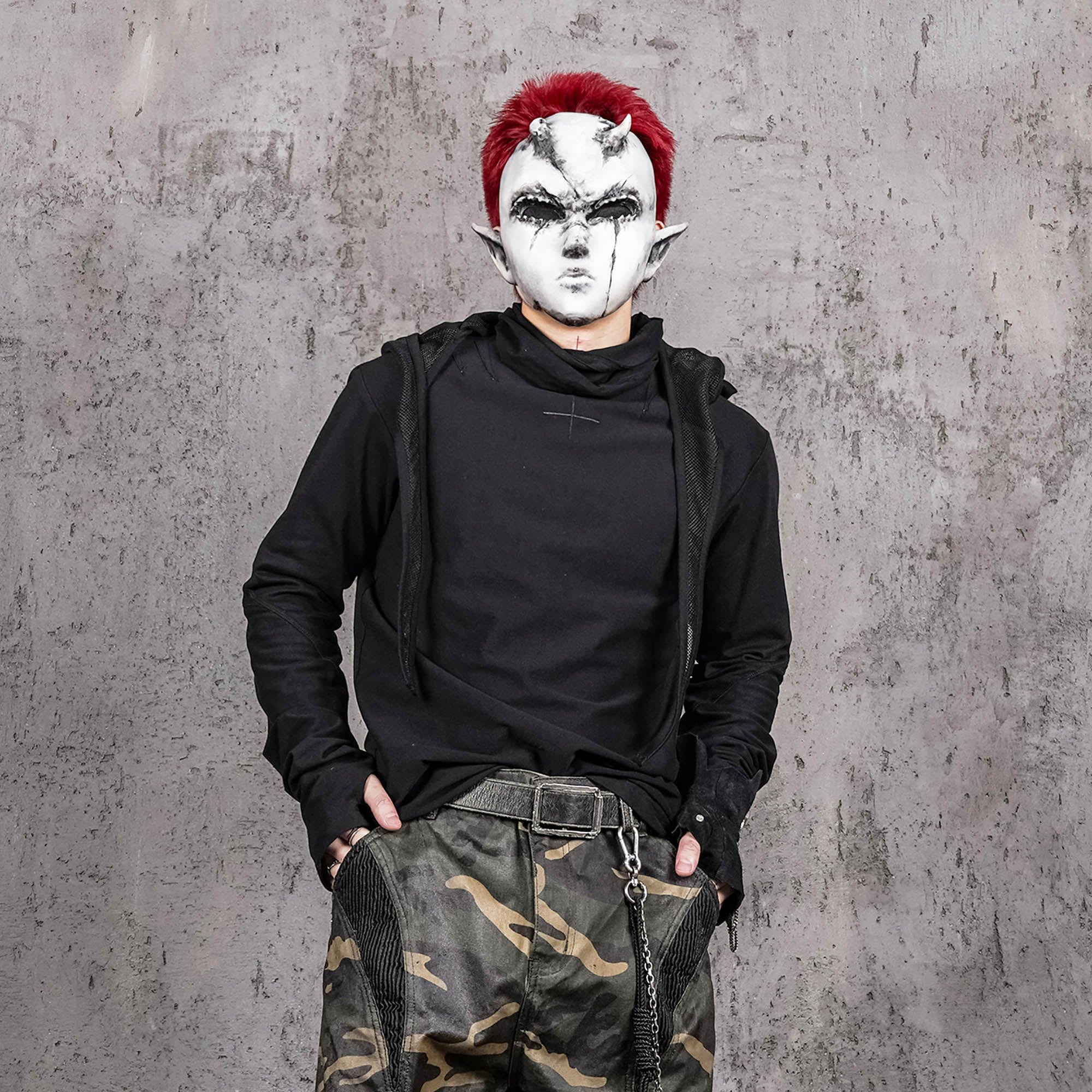 UNDERWATER Cross Embroidered High Neck Long-Sleeve Tee-L/S Tee-S-Free Shipping Leatheretro