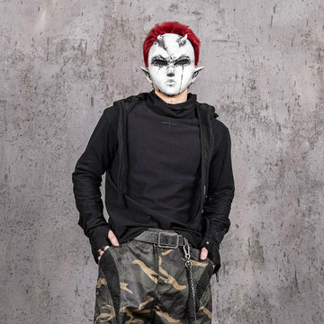 UNDERWATER Cross Embroidered High Neck Long-Sleeve Tee-L/S Tee-S-Free Shipping Leatheretro